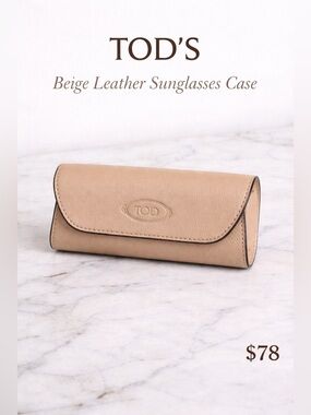 Tod’s Beige Leather Sunglasses Case Small Designer Eyewear Case